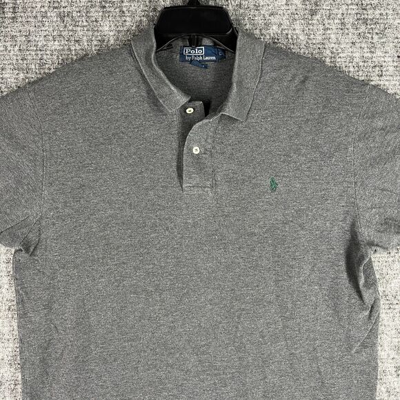 Ralph‎ Lauren Polo Shirt Mens Large Gray Preppy Regular Fit Rugby Vintage Y2K - Picture 3 of 9